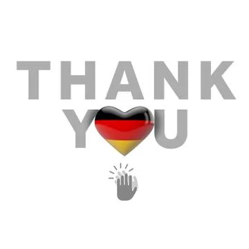 Thank you message with Germany flag heart. 3D Render Stock Illustration