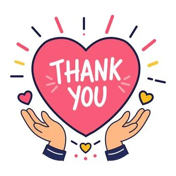 Thank you message inside big pink heart held Illustration