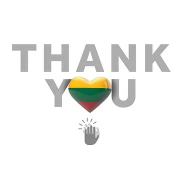 Thank you message with Lithuania flag heart. 3D Render Stock Illustration