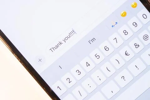 A thank you message on a mobile device Stock Photos