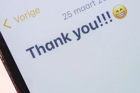 A thank you message on a mobile device Stock Photos