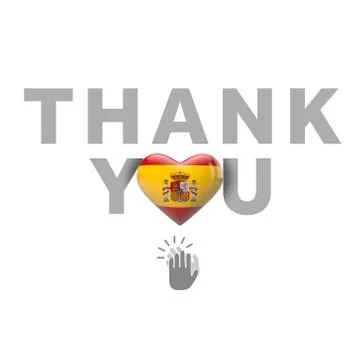 Thank you message with Spain flag heart. 3D Render Stock Illustration