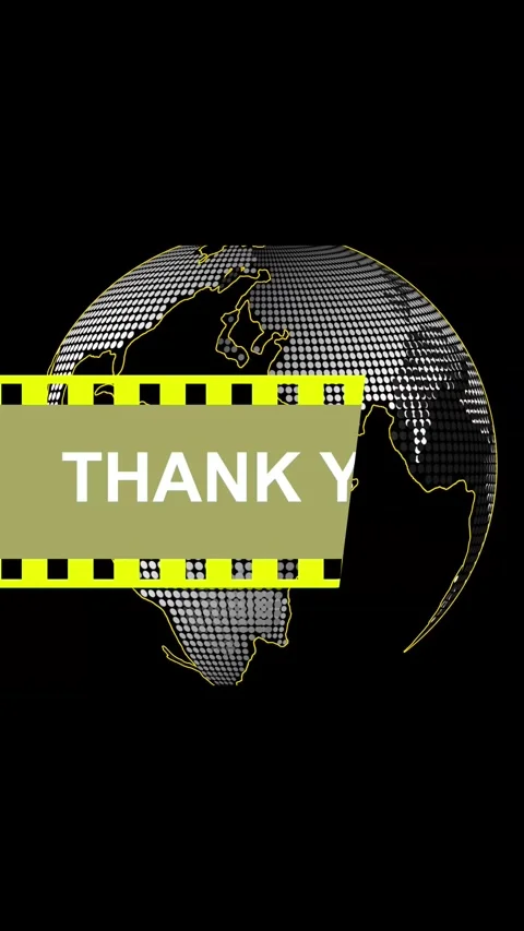 Thank You Message with a Textured Globe and Yellow Film Strip Border on Bla.. Stock-Footage 337463015