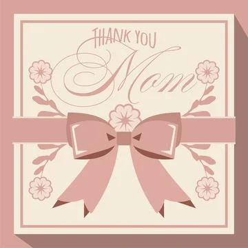 Thank You Mom Cute Typography Stock Illustration