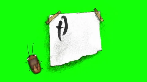 Thank You Note and Cockroach on green screen Video stock 68391177