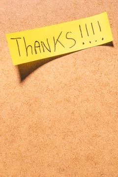 A Thank you note on a brown background Stock Photos