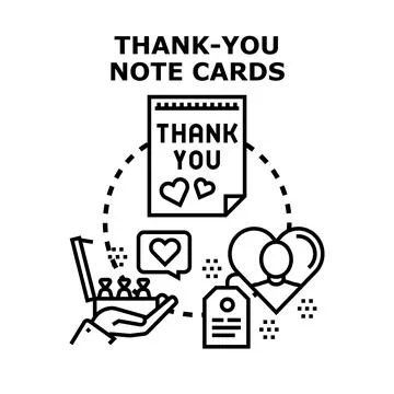 Thank you note cards expressing gratitude concept Stock Illustration