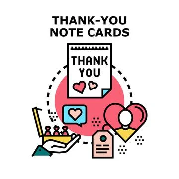 Thank you note cards expressing gratitude concept Stock Illustration