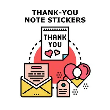 Thank you note stickers vector concept illustration Stock Illustration