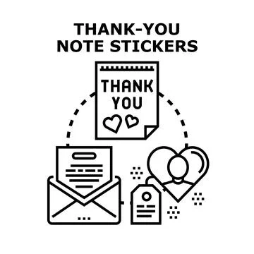 Thank you note stickers vector concept illustration Stock Illustration