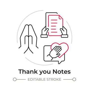 Thank you notes duotone line art concept icon Stock Illustration