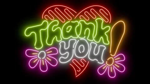 Thank you playful neon sign loop animation uniform background for easy blending Stock Footage 333104853