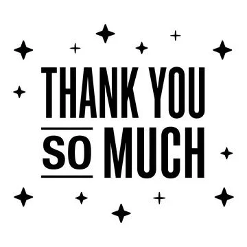 Thank You So Much Typography with Decorative Stars Illustrazione stock