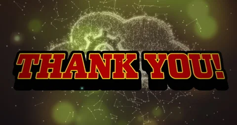Thank You! text in bold over digital cloud and network connections animation 스톡 동영상 303675841