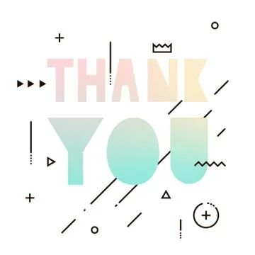 Thank you text with elements of geometry. Stock Illustration