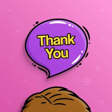 Thank you text inside speech bubble with human head. Vector. Illustrazione stock