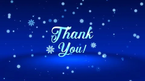 Thank You Text On Magic Blue Snowflakes Falling Glitter Sparkles Light Floor Illustrazione stock