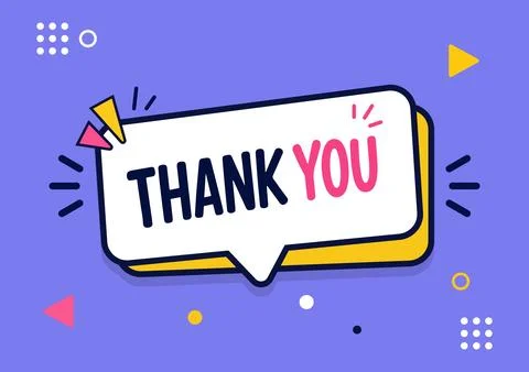 Thank you text in speech bubble sticker Illustration