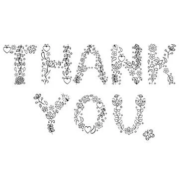 Thank you text on white background Stock Illustration
