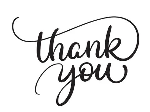 Thank you text on white background. Calligraphy lettering Vector illustration Illustrazione stock