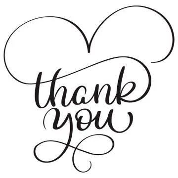 Thank you text on white background. Hand drawn Calligraphy lettering Vector Illustrazione stock