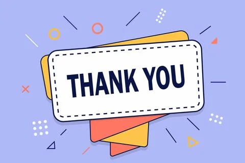 Thank you text on white stitched label Illustration