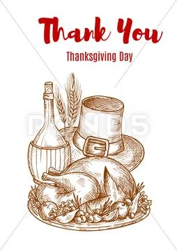 Thank You Thanksgiving Greeting Card Sketch