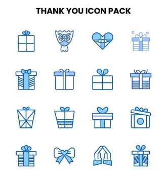 Thank You Two Colour Bundle Icons Pack Stockillustratie