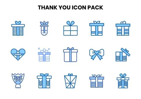 Thank You Two Colour Set Icons Pack Illustrazione stock