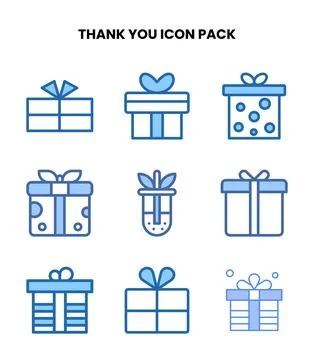Thank You Two Colour Vector Icons Pack Illustrazione stock