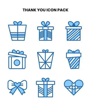 Thank You Two Colour Vector Icons Pack Illustrazione stock
