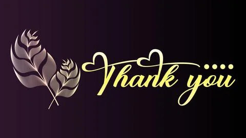 Thank You Typography Vector Text and Line Shape Leaves Shape. Thank You Typ.. Stock Illustration