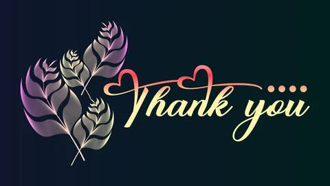 Thank You Typography Vector Text and Line Shape Leaves Shape. Modern Thank .. Stock Illustration