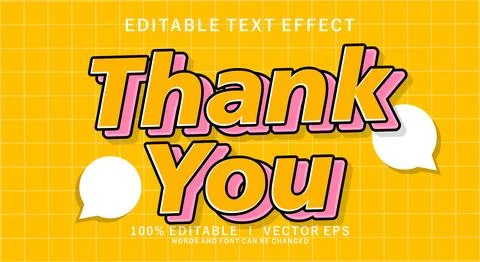 Thank you vector text effect with modern style design Stock Illustration