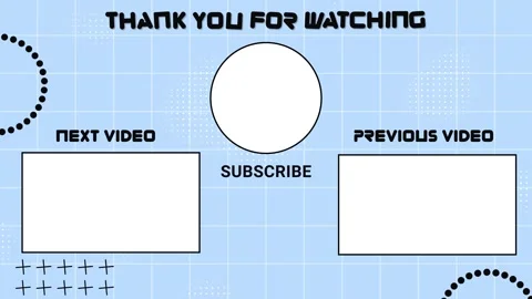 Thank You For Watching End Screen Modern Blue Grid,  Outro Template Stock Footage 313460152