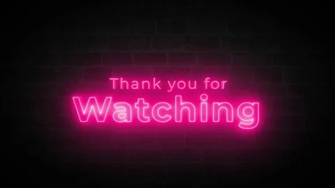Thank you for watching realistic neon sign on the brick wall animation Stock Footage 196811953
