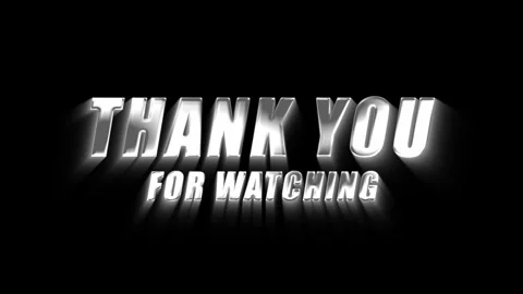 Thank you for watching text in silver with glowing metallic effect on dark Stock Footage 334807475
