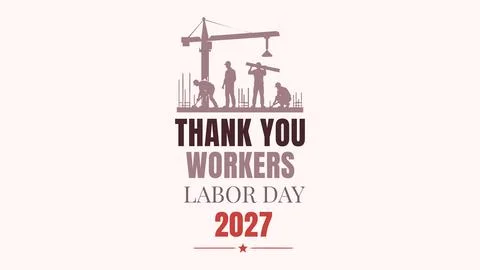 Thank You Workers Labor Day 2027 Celebration Illustrazione stock