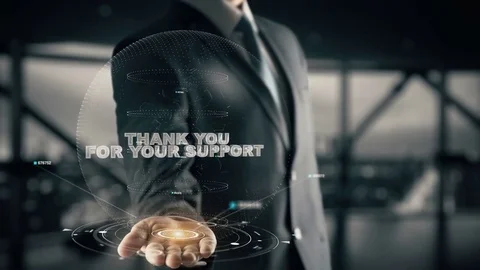Thank you for your Support with hologram businessman concept Stock Footage