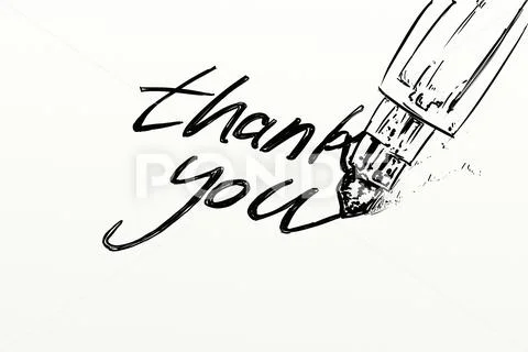 Thank you,written, hand-drawn to communicate to use as you want or to color Stock Illustration