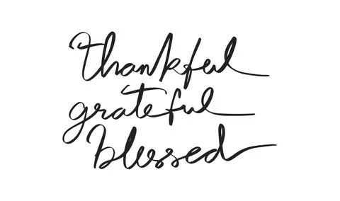 Thankful grateful blessed text font calligraphy hand written lettering scri.. Stock Illustration