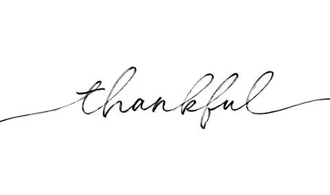 Thankful hand drawn vector text isolated on white. Stock Illustration