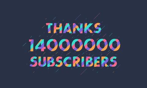 Thanks 14000000 subscribers, 14M subscribers celebration modern colorful desi Illustrazione stock