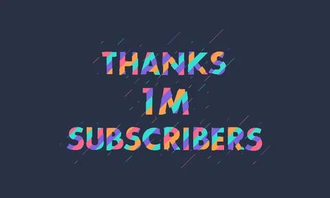 Thanks 1M subscribers, 1000000 subscribers celebration modern colorful design Stock Illustration