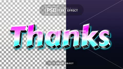 Thanks 3d text effect editable Template PSD