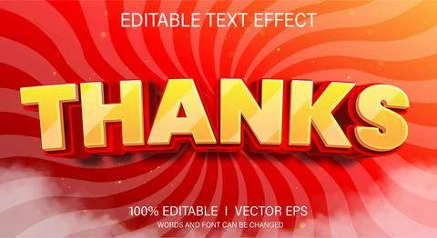 Thanks 3d vector text effect with modern style design Stock Illustration