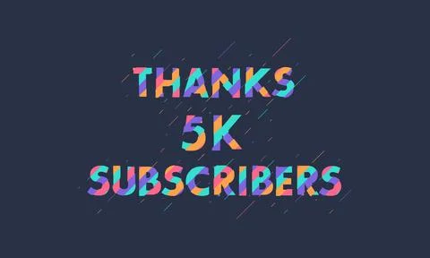 Thanks 5K subscribers, 5000 subscribers celebration modern colorful design. Stock Illustration