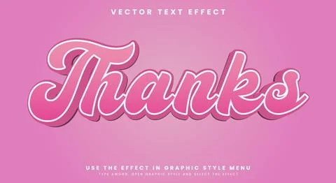 Thanks editable text effect Illustrazione stock