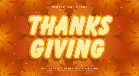 Thanks Giving 3d editable text effect Illustrazione stock