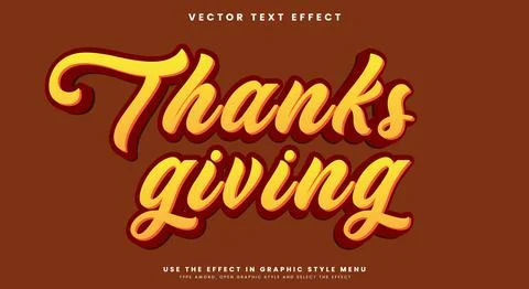 Thanks Giving editable text effect Illustrazione stock